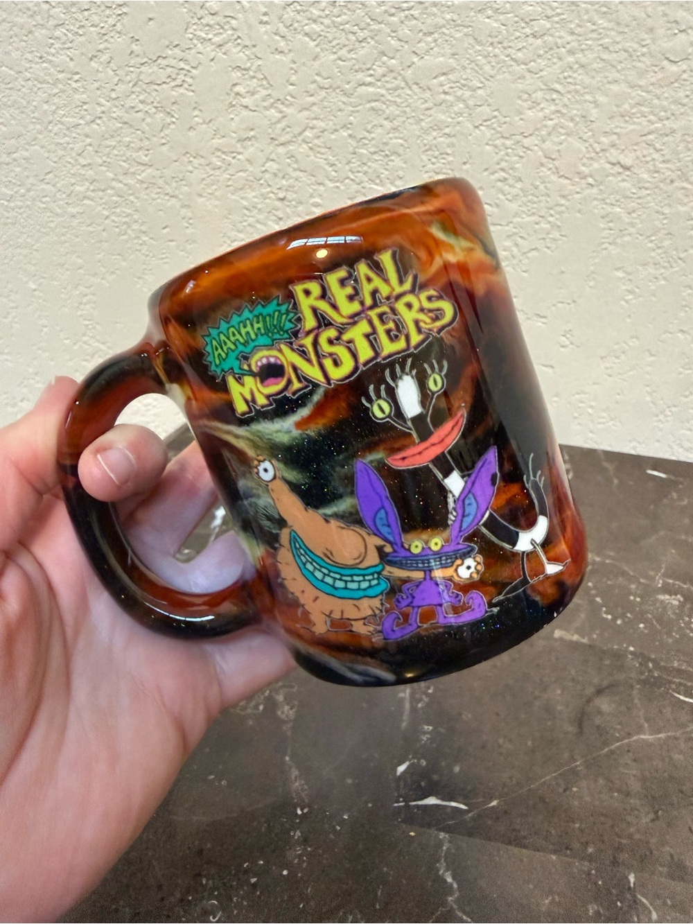 AHHH Real Monsters! 90s Throwback Cartoon Classic Marble Coffee Mug Handmade